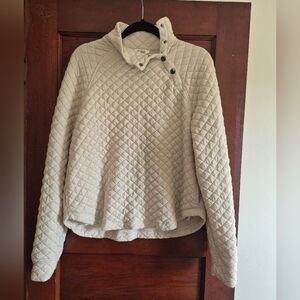 Cable & Gauge Cream Quilted Turtleneck Sweater